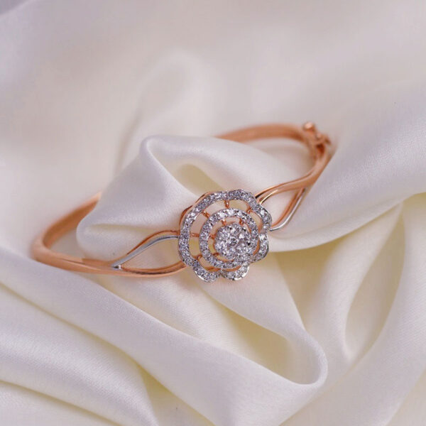 Floral Diamond Bracelet on a white satin cloth