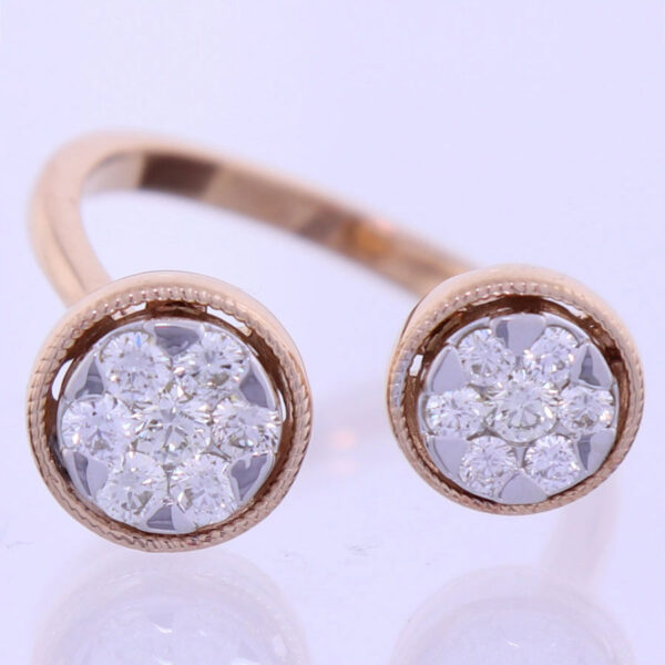 Dual Diamond and Rose Gold Ring on White Background