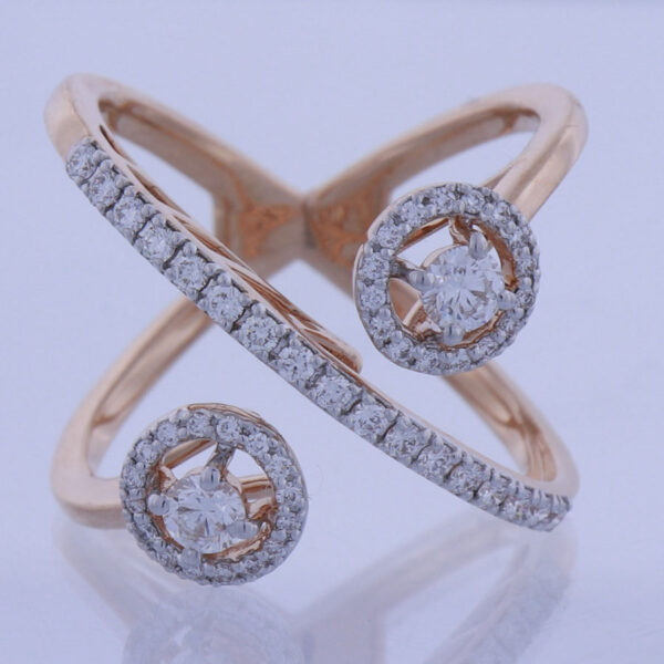 Diamonds and Rose Gold Spherical Ring white glass surface
